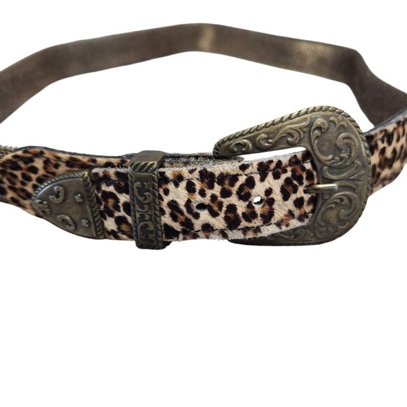 Vintage Sand Castle Paris Belt Womens Leopard Mesh Fur Bronze Metallic Buckle ML main image 8